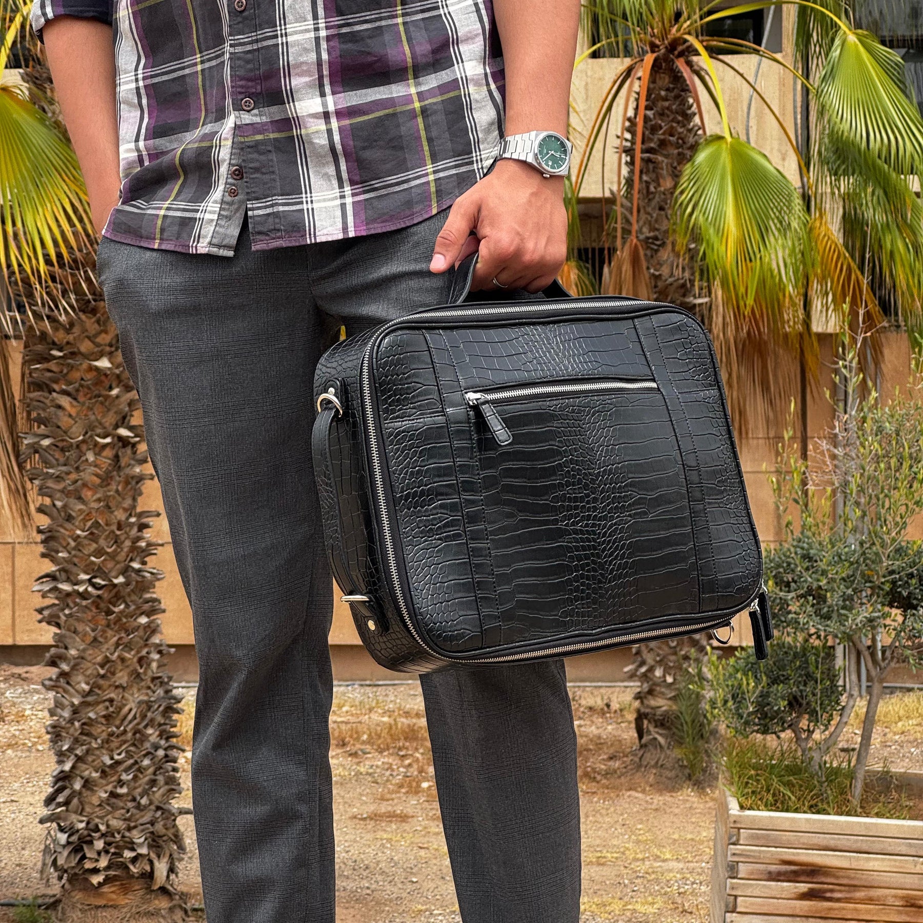 The Elite Croco Edition — 3-in-1 Convertible Bag in Crocodile-Embossed Polyurethane (PU)