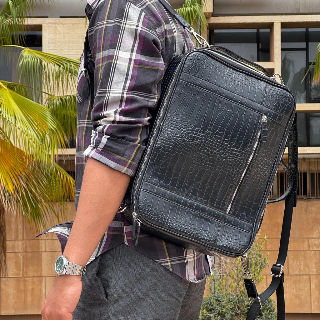 The Elite Croco Edition — 3-in-1 Convertible Bag in Crocodile-Embossed Polyurethane (PU)