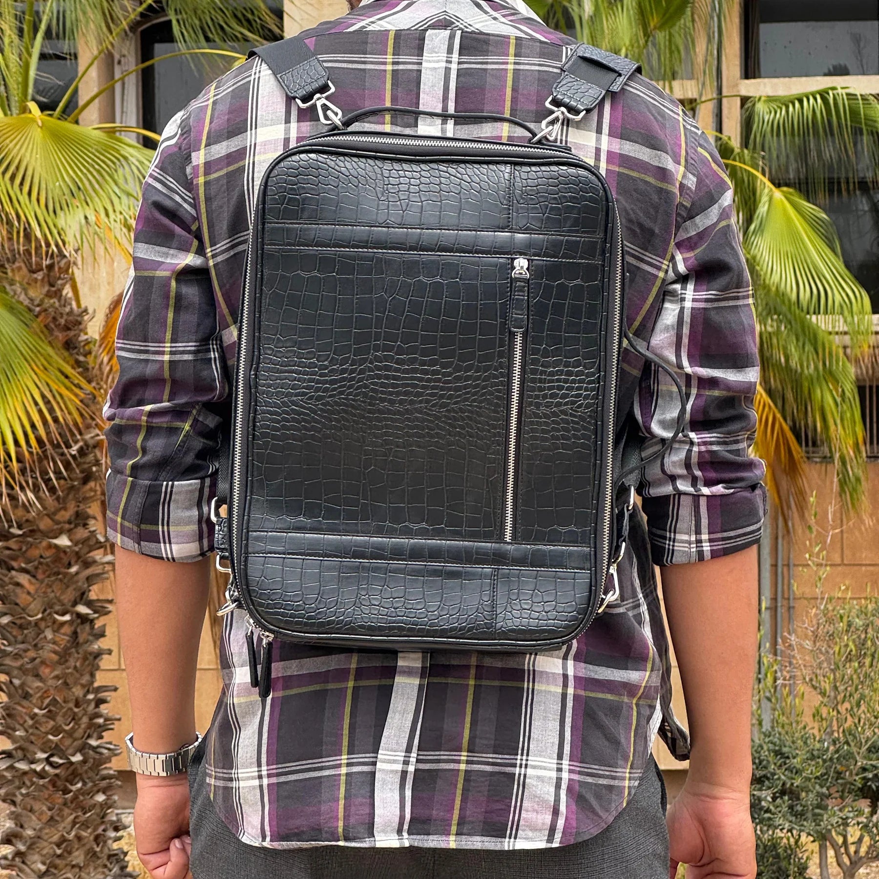 The Elite Croco Edition — 3-in-1 Convertible Bag in Crocodile-Embossed Polyurethane (PU)